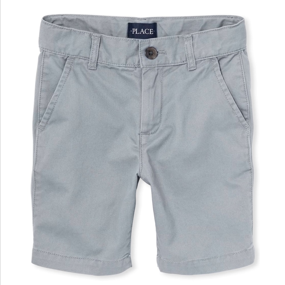 The Children’s Place Boys Uniform Stretch Chino Shorts Fin Gray Size: 6